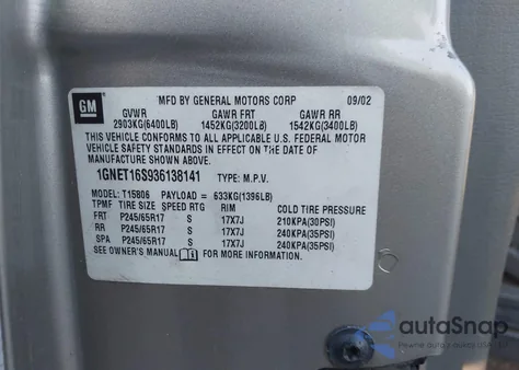 2003 Chevrolet Trailblazer Ext Lt z USA, uszkodzony, nr VIN 1GNET16S936138141